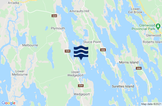 Mappa delle Getijden in Wedgeport Cape, Canada