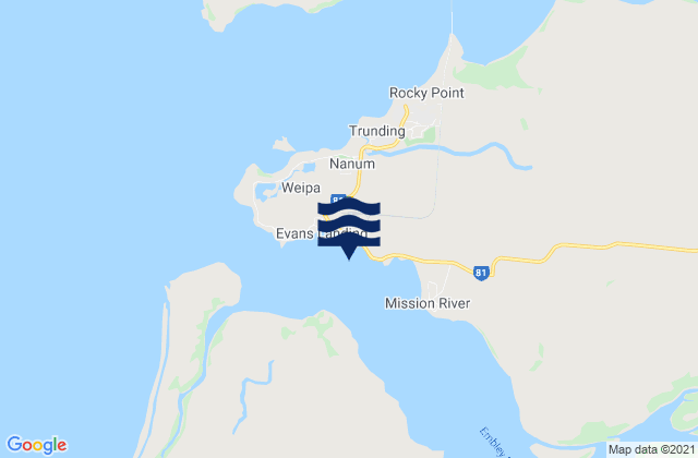 Mappa delle Getijden in Weipa (Humbug Point), Australia