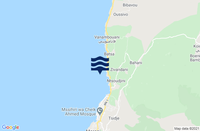 Mappa delle Getijden in Wela, Comoros