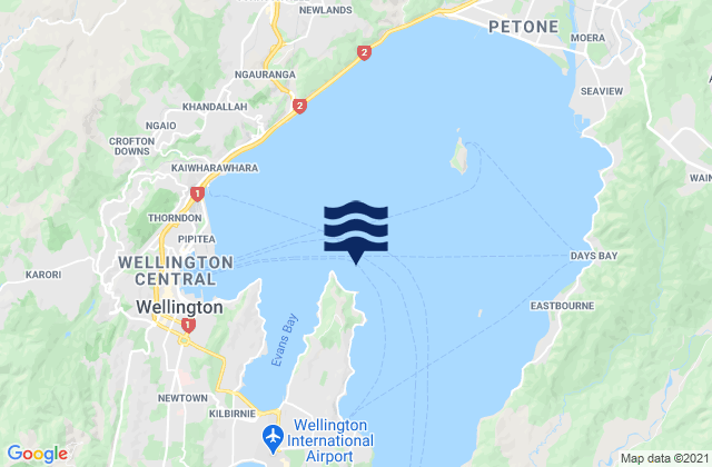 Mappa delle Getijden in Wellington Harbour, New Zealand
