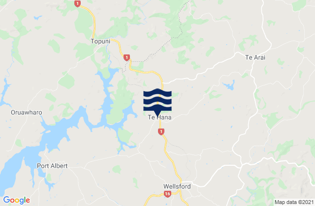 Mappa delle Getijden in Wellsford, New Zealand