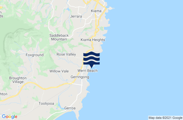 Mappa delle Getijden in Werri Point, Australia