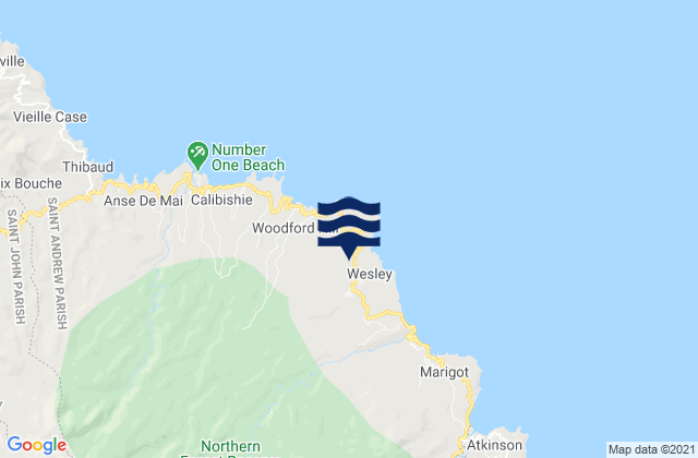 Mappa delle Getijden in Wesley, Dominica