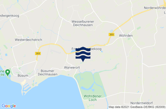 Mappa delle Getijden in Wesselburener Deichhausen, Germany