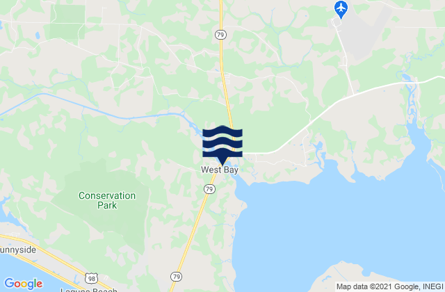 Mappa delle Getijden in West Bay Creek West Bay, United States