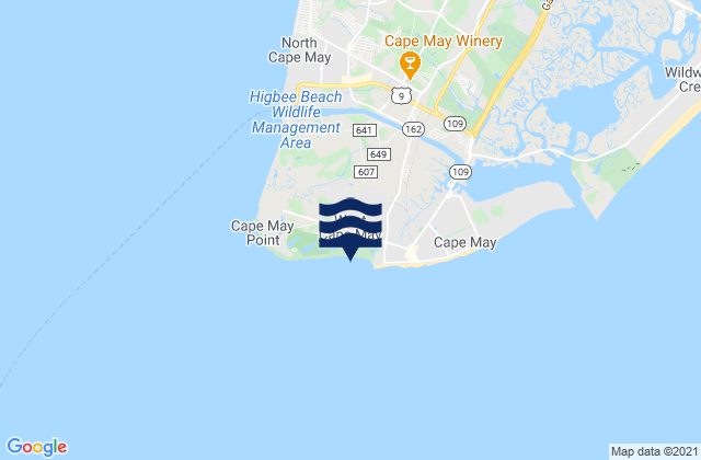Mappa delle Getijden in West Cape May, United States