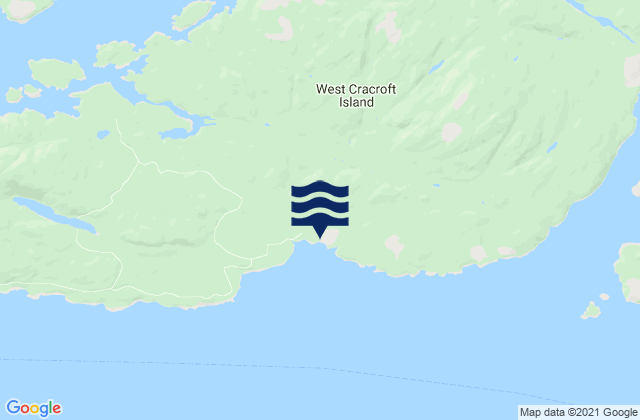 Mappa delle Getijden in West Cracroft Island, Canada