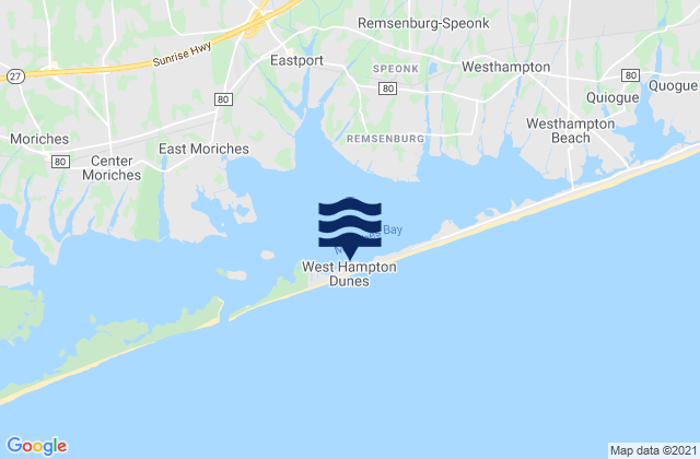 Mappa delle Getijden in West Hampton Dunes, United States