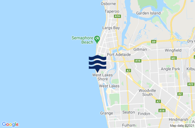 Mappa delle Getijden in West Lakes Shore, Australia