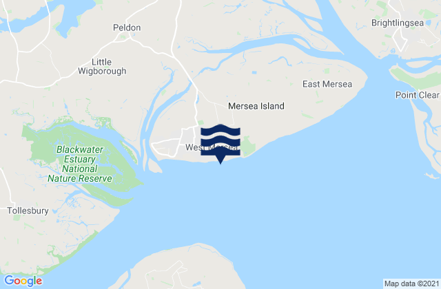 Mappa delle Getijden in West Mersea Beach, United Kingdom