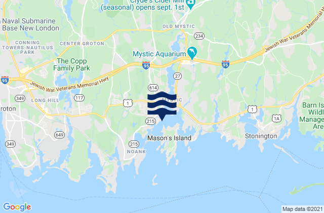 Mappa delle Getijden in West Mystic Mystic River, United States