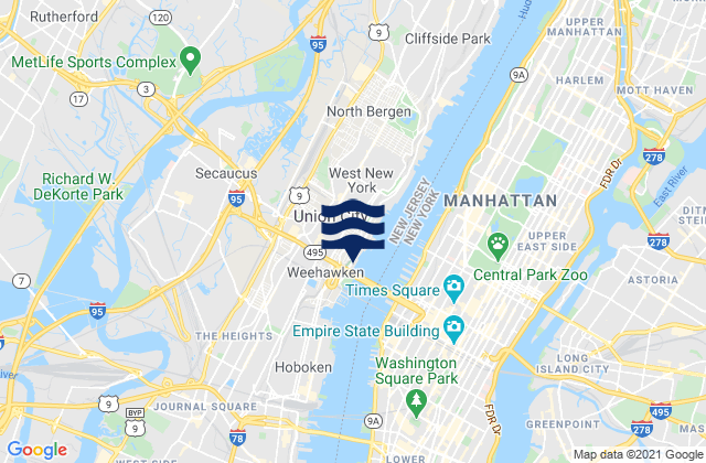 Mappa delle Getijden in West New York, United States