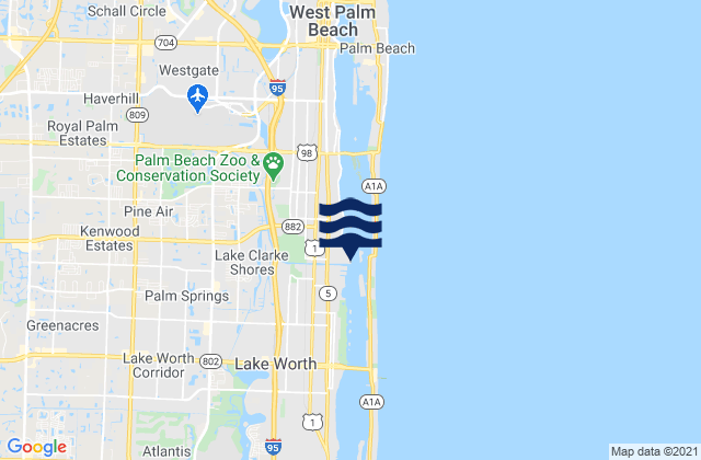 Mappa delle Getijden in West Palm Beach Canal, United States