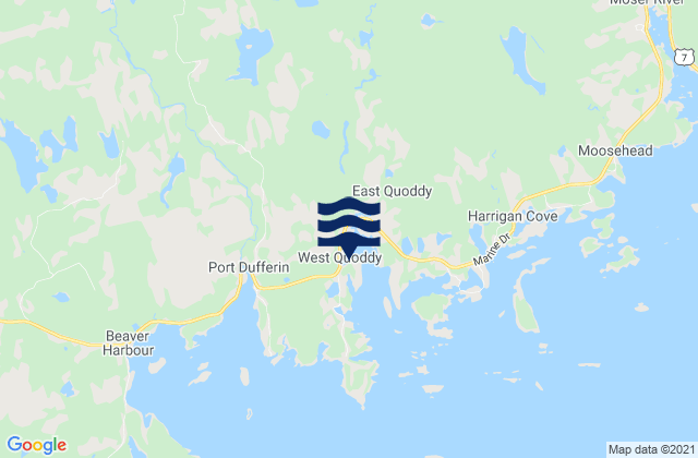 Mappa delle Getijden in West Quoddy, Canada