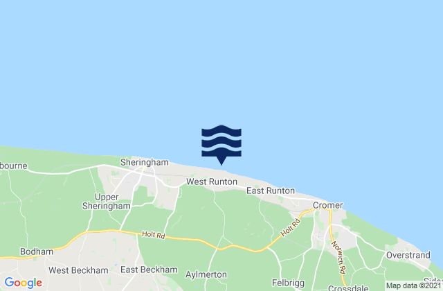 Mappa delle Getijden in West Runton Beach, United Kingdom