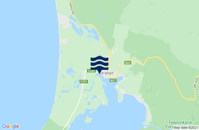 Mappa delle Getijden in West Strahan Beach, Australia