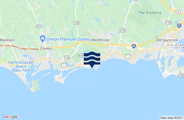 Mappa delle Getijden in Westbrook Duck Island Roads, United States