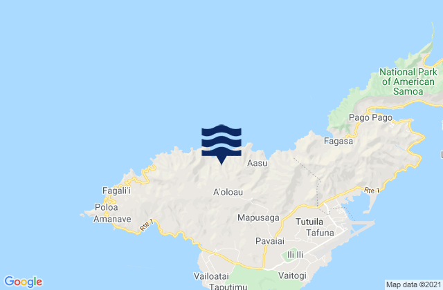 Mappa delle Getijden in Western District, American Samoa