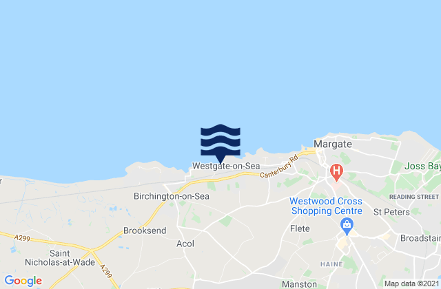 Mappa delle Getijden in Westgate Bay Beach, United Kingdom