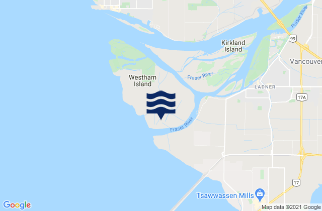 Mappa delle Getijden in Westham Island, Canada