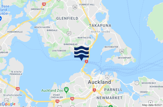 Mappa delle Getijden in Westhaven, New Zealand