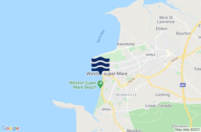 Mappa delle Getijden in Weston-super-Mare, United Kingdom