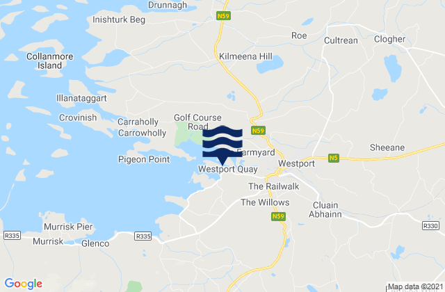 Mappa delle Getijden in Westport Harbour, Ireland
