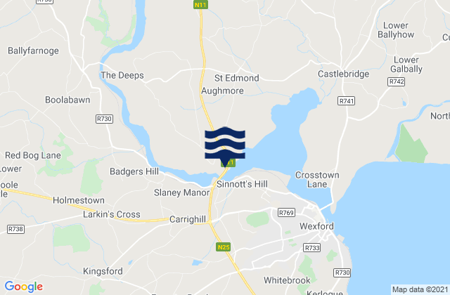 Mappa delle Getijden in Wexford, Ireland