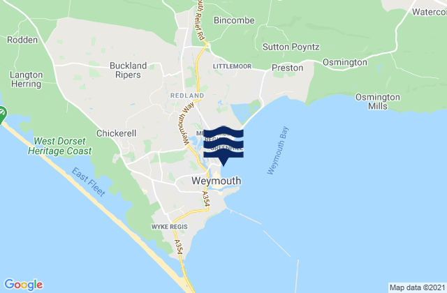 Mappa delle Getijden in Weymouth Beach, United Kingdom