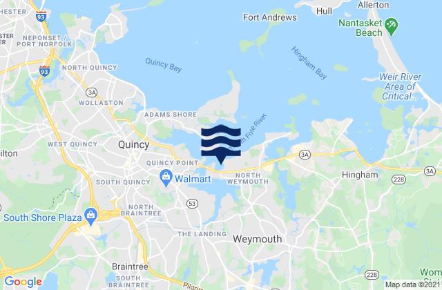 Mappa delle Getijden in Weymouth, United States