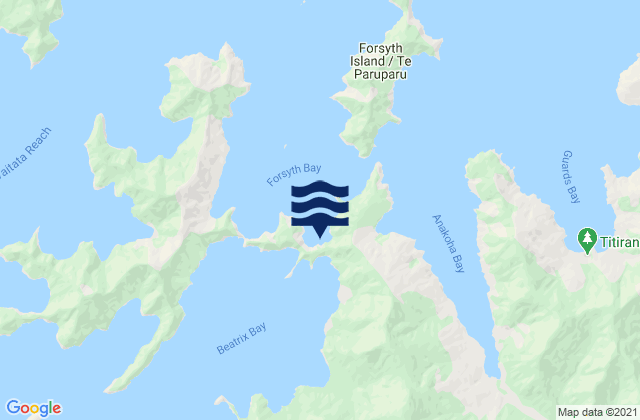 Mappa delle Getijden in Whakatahuri, New Zealand