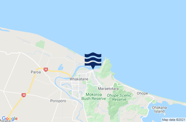 Mappa delle Getijden in Whakatane, New Zealand