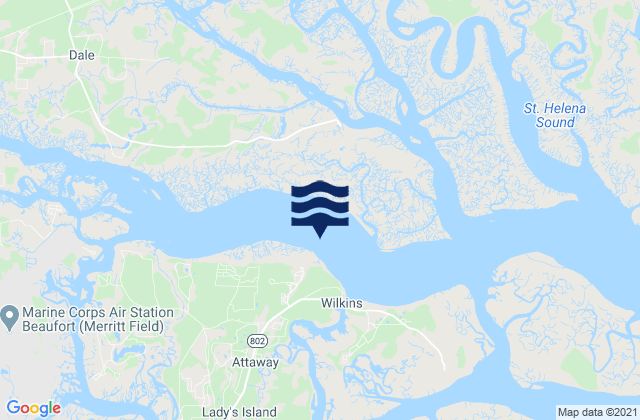 Mappa delle Getijden in Whale Branch River, United States