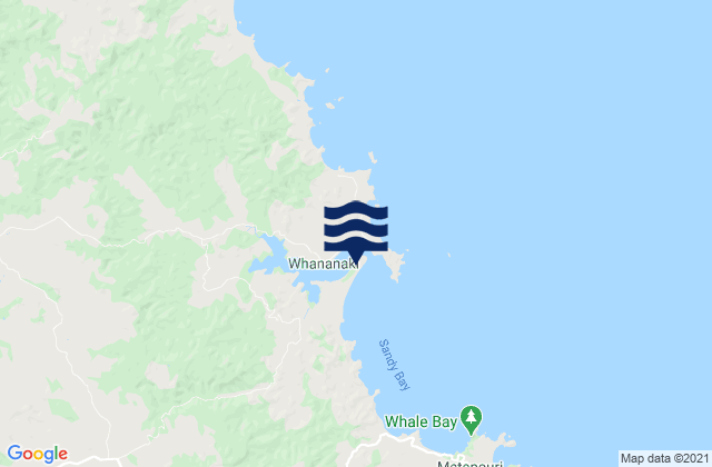 Mappa delle Getijden in Whananaki Inlet, New Zealand