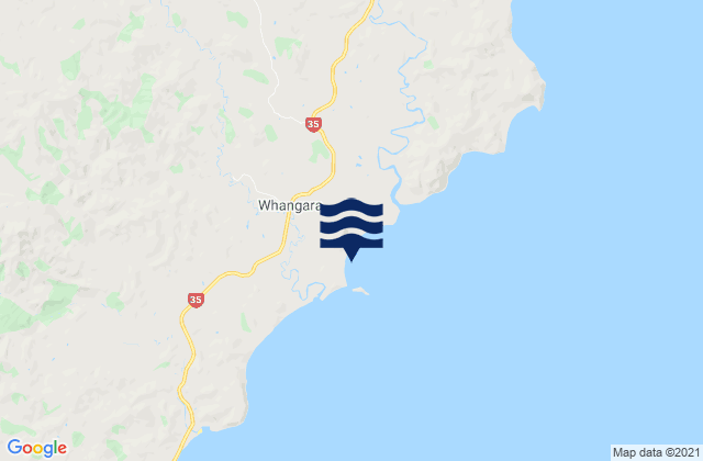 Mappa delle Getijden in Whangara Island, New Zealand