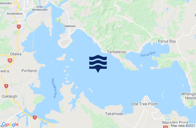 Mappa delle Getijden in Whangarei Harbour, New Zealand