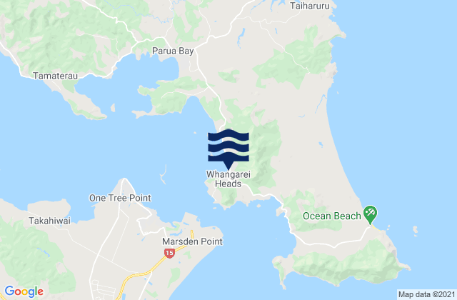 Mappa delle Getijden in Whangarei Heads, New Zealand
