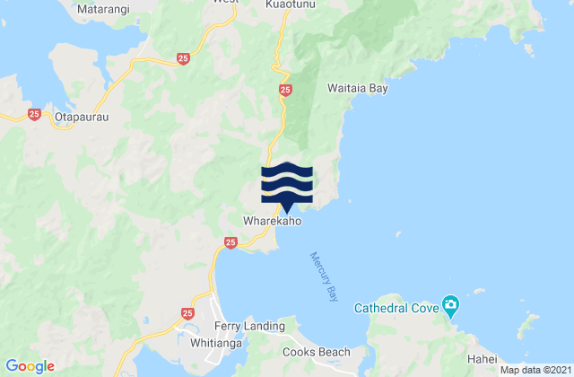 Mappa delle Getijden in Wharekaho Beach, New Zealand