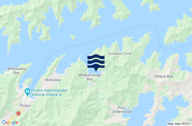 Mappa delle Getijden in Whatamango Bay, New Zealand