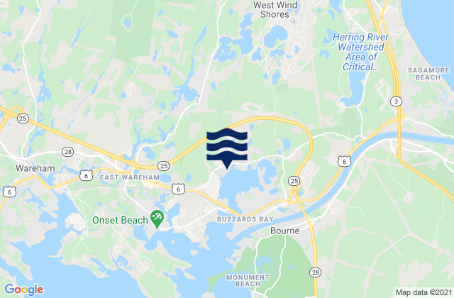 Mappa delle Getijden in White Island Shores, United States