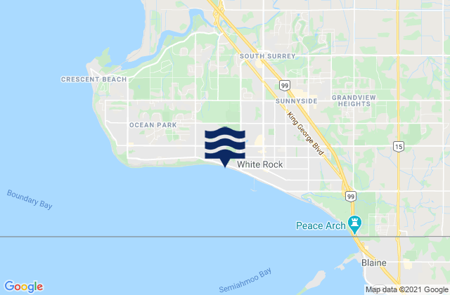 Mappa delle Getijden in White Rock Beach, Canada