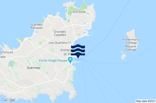 Mappa delle Getijden in White Rock, Guernsey