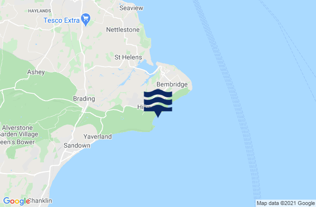 Mappa delle Getijden in Whitecliff Bay Beach, United Kingdom