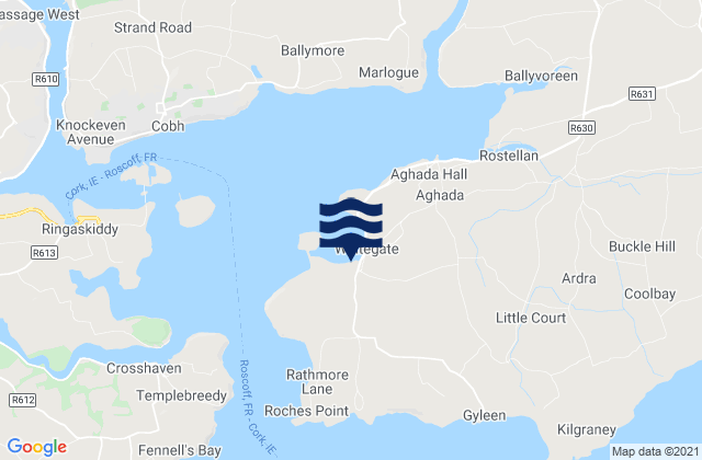 Mappa delle Getijden in Whitegate Bay, Ireland