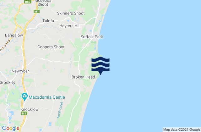 Mappa delle Getijden in Whites Beach, Australia