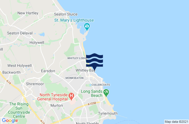 Mappa delle Getijden in Whitley Bay, United Kingdom
