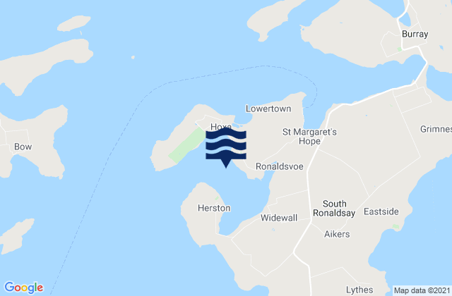 Mappa delle Getijden in Widewall Bay, United Kingdom