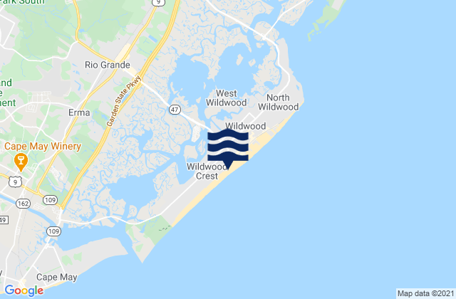 Mappa delle Getijden in Wildwood Crest (Ocean Pier), United States