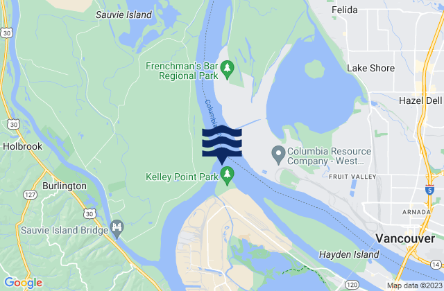 Mappa delle Getijden in Willamette River, United States