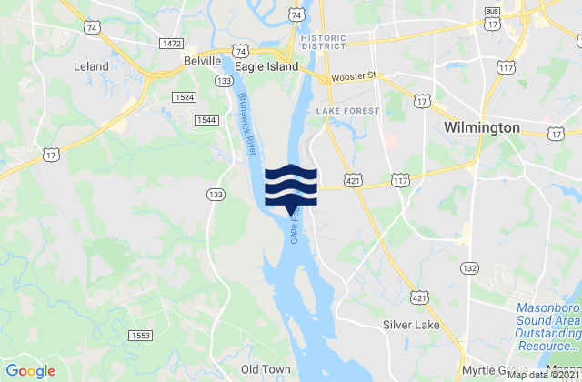 Mappa delle Getijden in Wilmington, United States